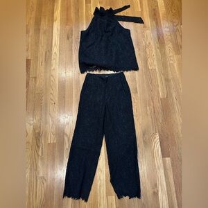 Jcrew black lace halter tank and pants